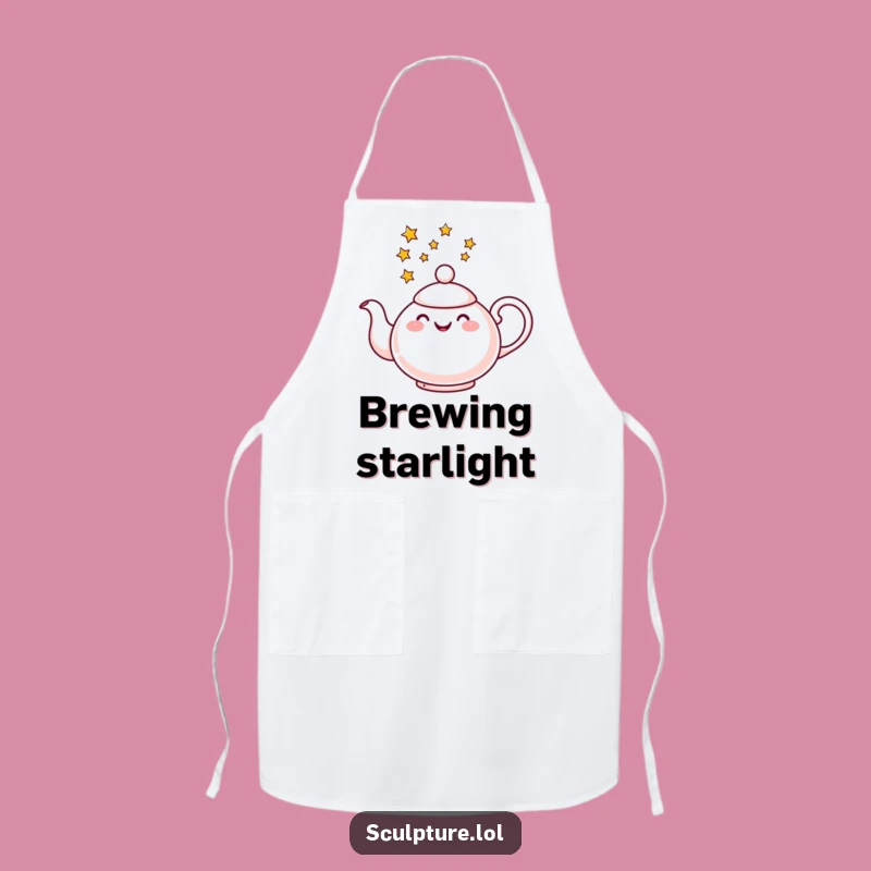 Funny Cheerful Teapot Star Apron - Cook with Cosmic Flair