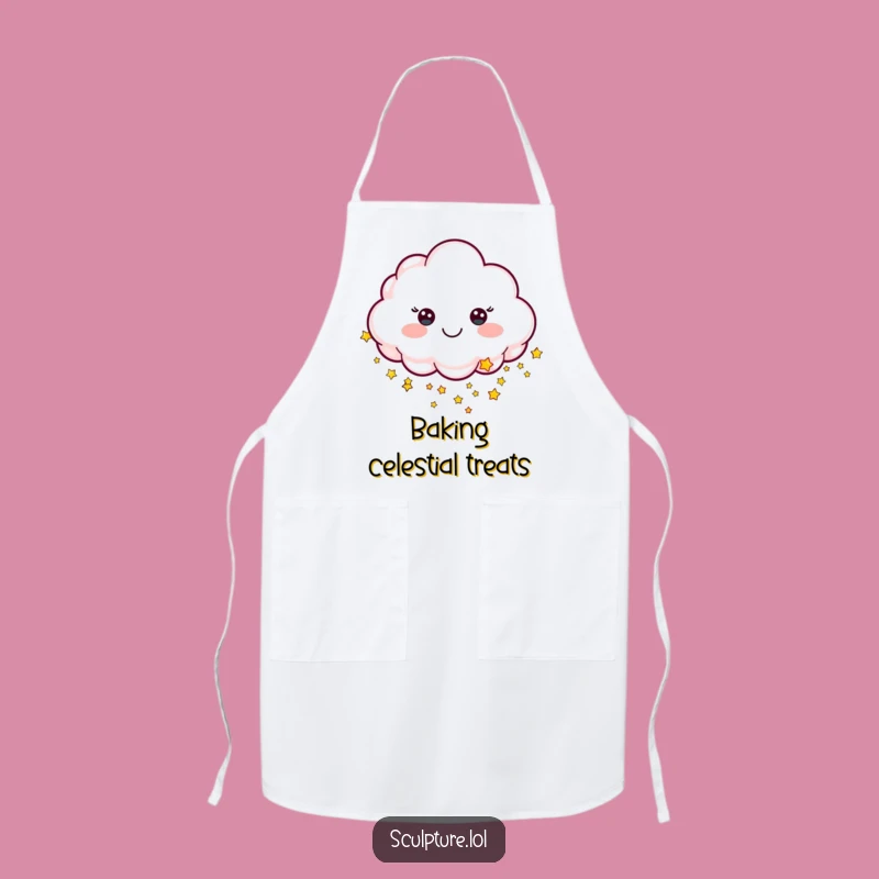 Funny Cheerful Cloud Apron, Cook with Celestial Magic