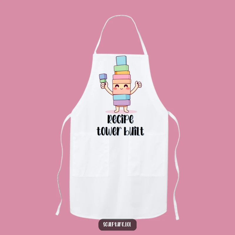 Funny Happy Builder Apron: Wobbly Tower Chef Fun, Unique Funny Gift