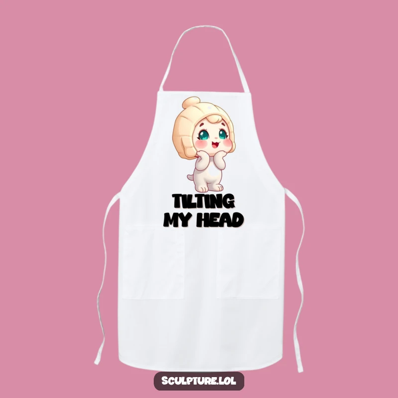 Funny Wobbly Statue Apron: Cook with Curiosity, Kitchen Humor, Great Gift