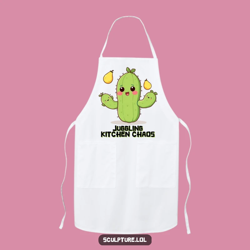 Funny Cactus Juggling Apron: Cheerful Kitchen Wear for Desert Fun, Great Funny Gift