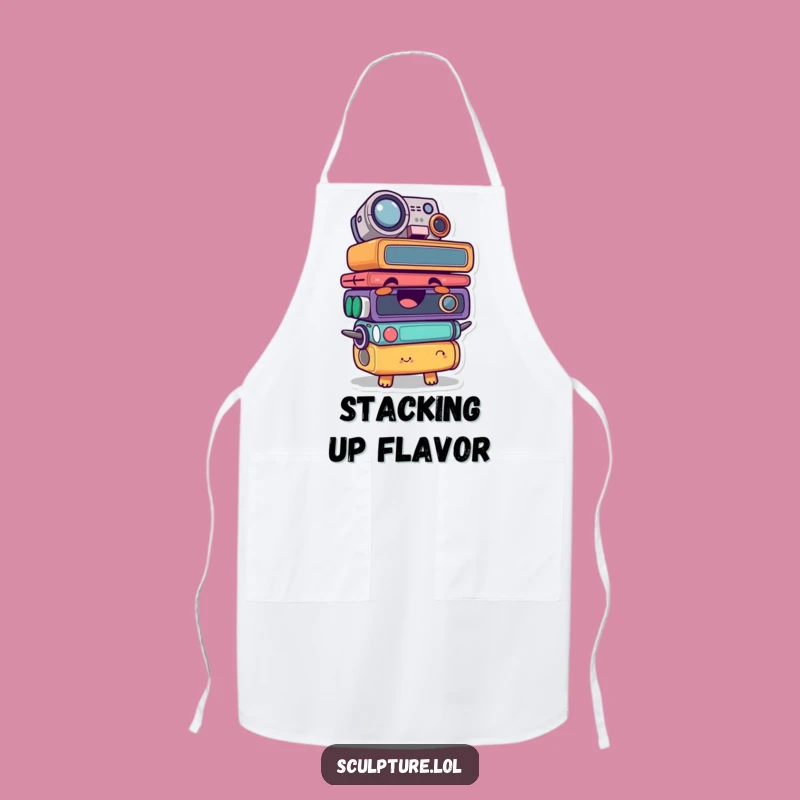 Funny Giggling Stacked Object Character Apron - Hilarious Kitchen Accessory