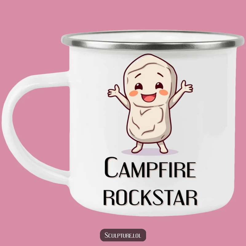 Funny Stone Figure Camping Mug: Durable Cheer for Outdoor Dance