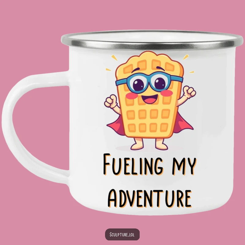 Funny Waffle Superhero Camping Mug: Adventure Fuel, Ultimate Funny Gift!
