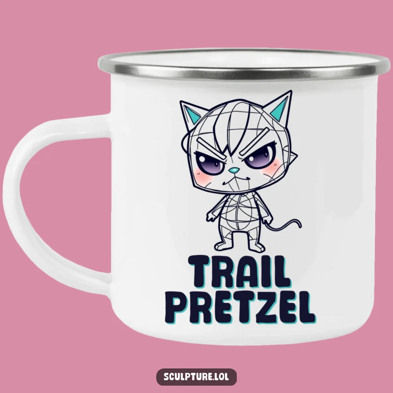 Funny Wireframe Camping Mug: Adventure with This Oddly Humorous Character