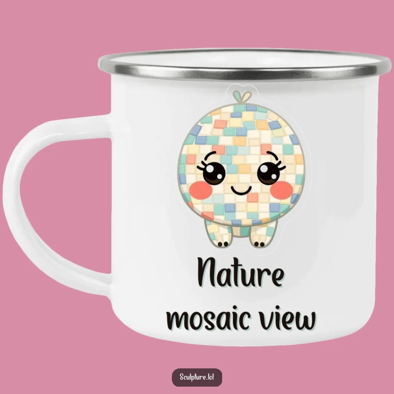 Funny Mosaic Character Camping Mug - Quirky Art Adventure, Hilarious Funny Gift!