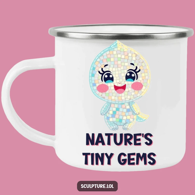 Funny Joyful Mosaic Character Camping Mug - Shimmering Outdoors, Perfect Gift