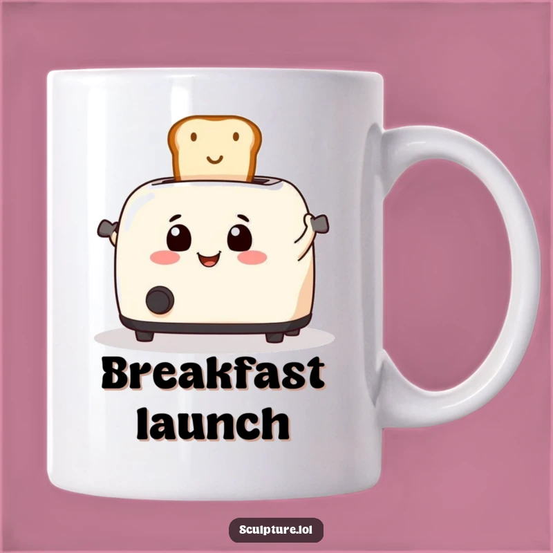 Funny Toaster Toast Mug: Enthusiastic Launch Design, Perfect Funny Gift Idea