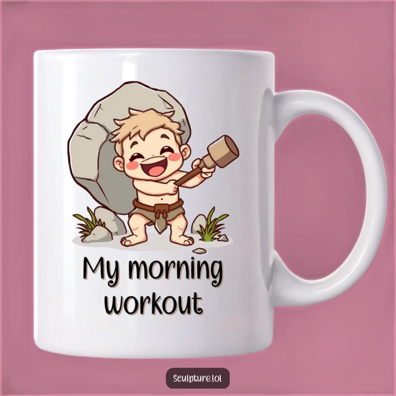 Funny Cheerful Caveman Boulder Whacker Mug: Primal Humor Gift