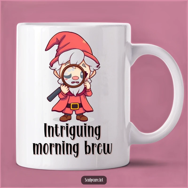 Funny Tiny Wizard Magnifying Glass Mug: Curious Explorer Gift