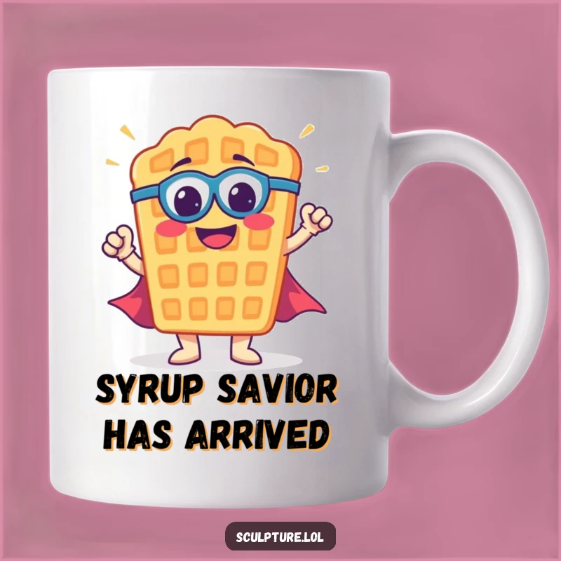 Funny Waffle Superhero Mug: Heroic Breakfast Character, Perfect Funny Gift!
