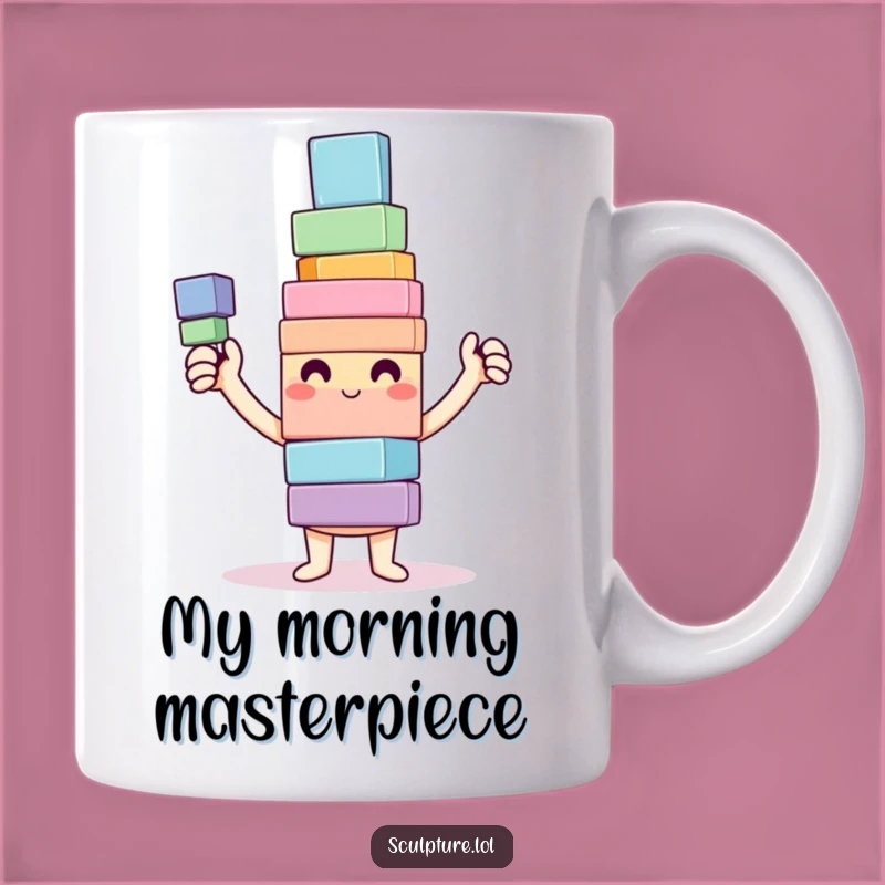 Funny Happy Builder Mug: Wobbly Block Tower Pride, Perfect Kid Gift