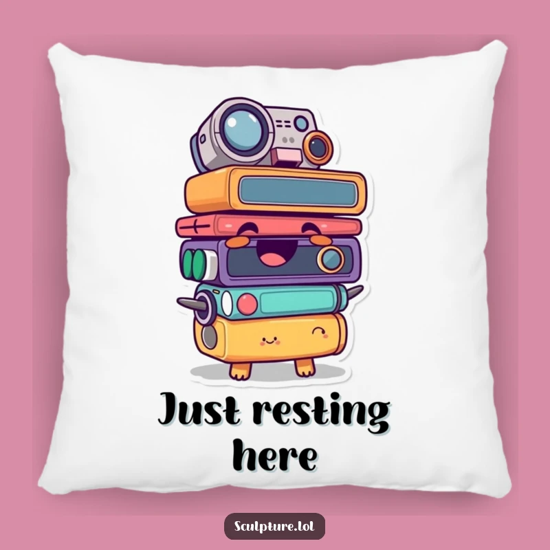 Comfy Funny Giggling Stacked Object Character Pillow - Cozy Humorous Decor