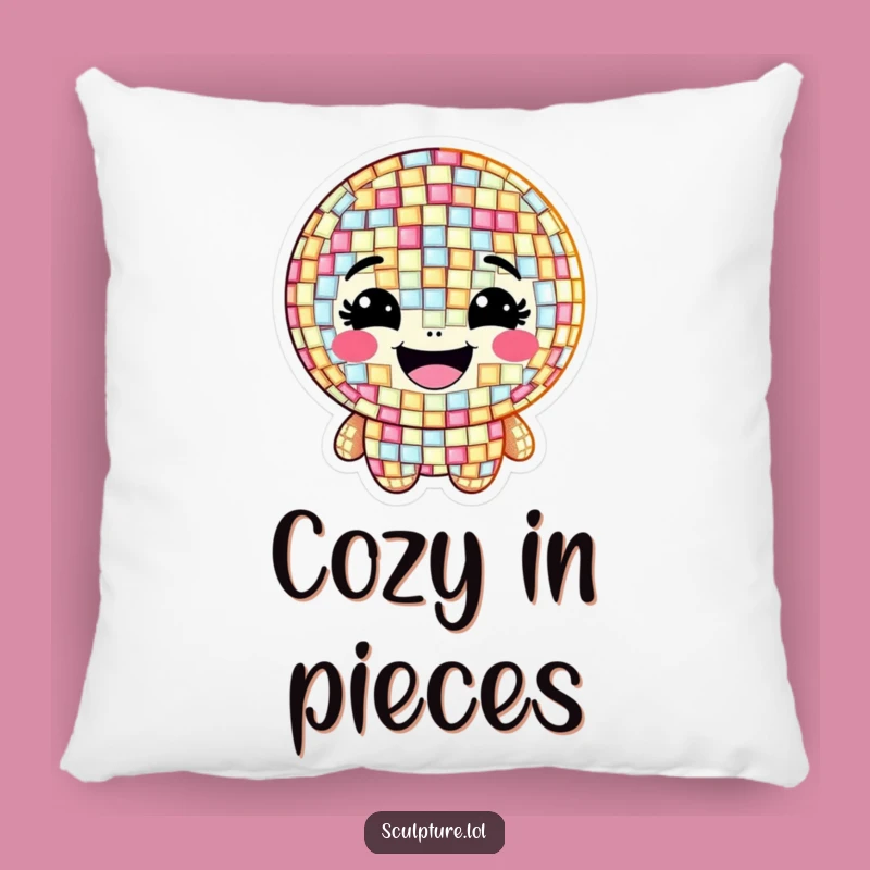 Funny Grinning Mosaic Pillow, Artistic Comfort for Your Space