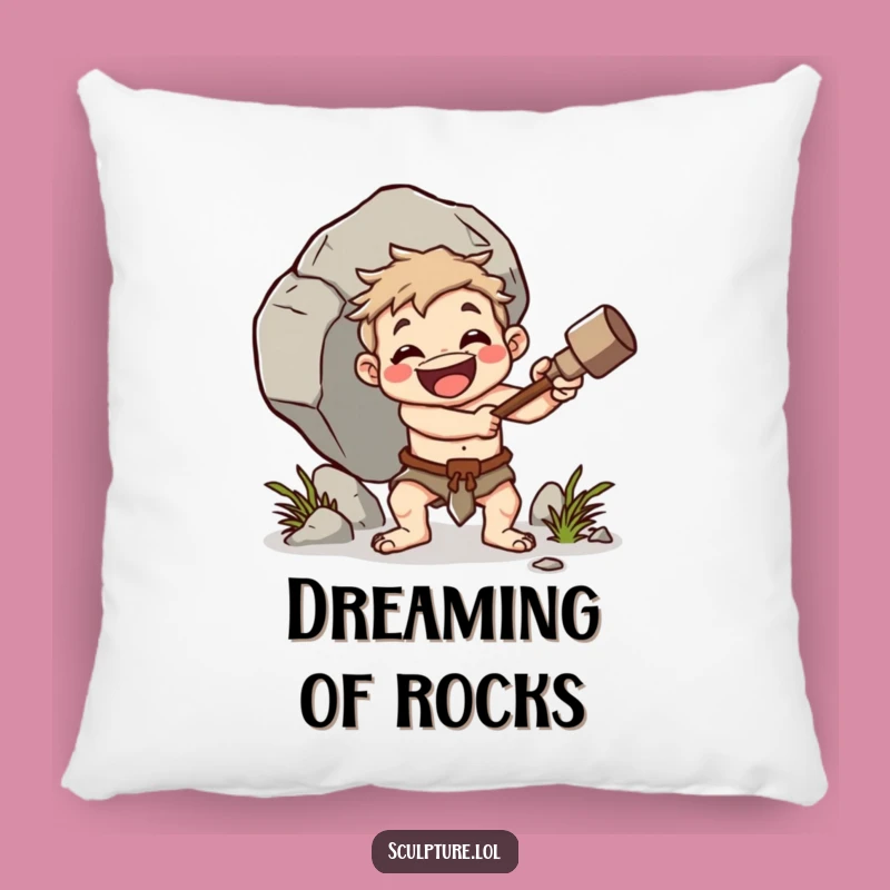 Funny Caveman Boulder Whacker Pillow: Cozy Primal Comfort Gift