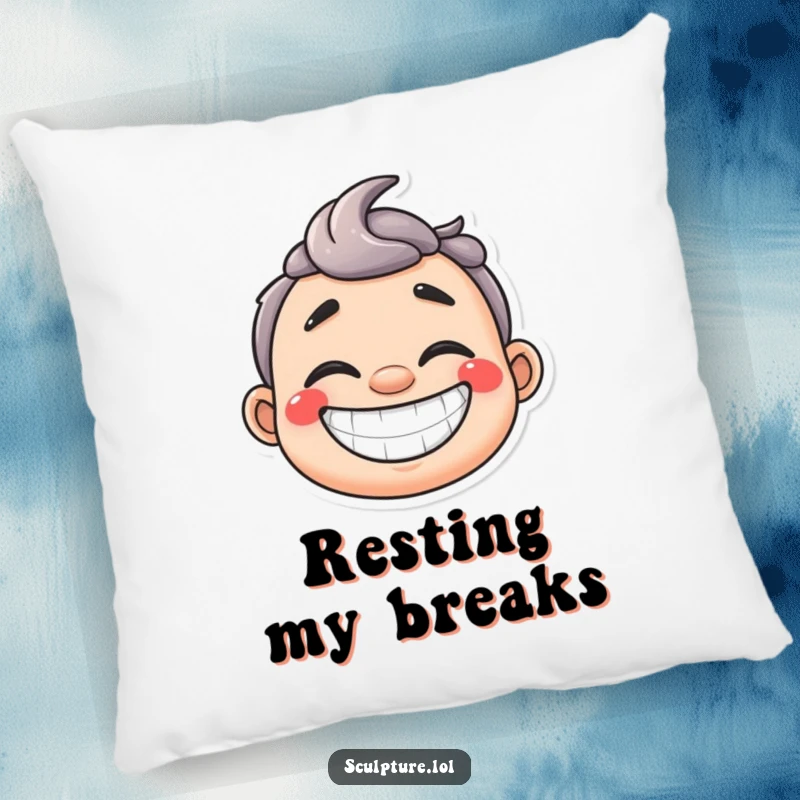 Funny happy plaster cast pillow with a wide grin, offering soft comfort and a cheerful reminder of healing.