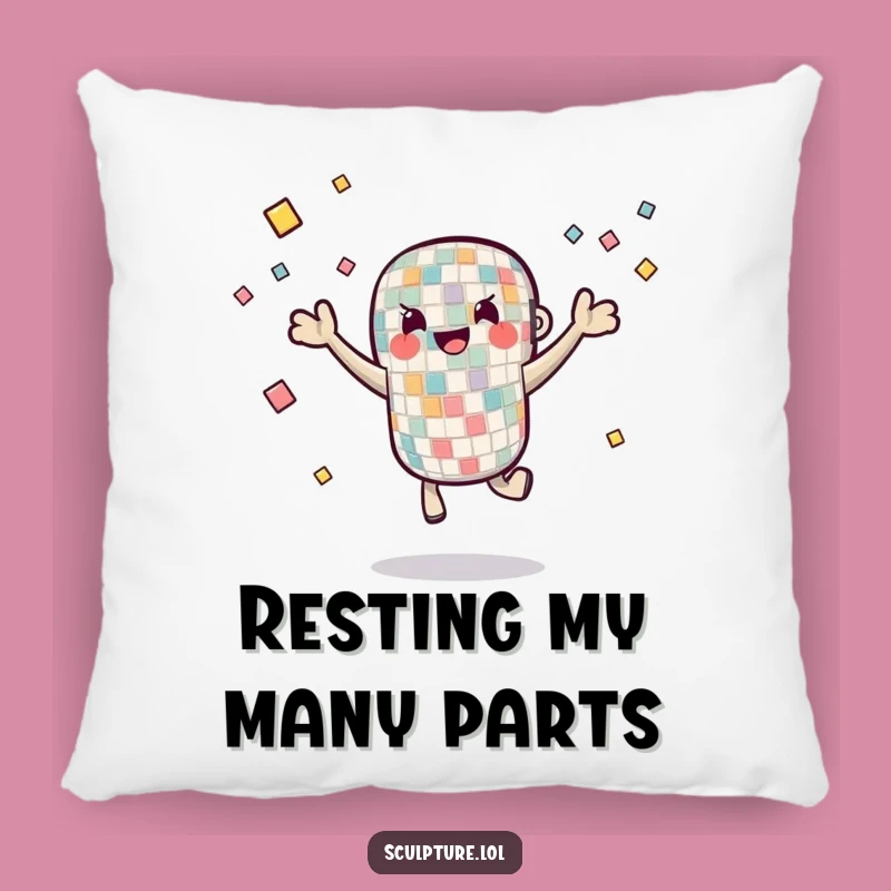 Funny Mosaic Tile Juggler Pillow - Cozy & Colorful Artistic Comfort