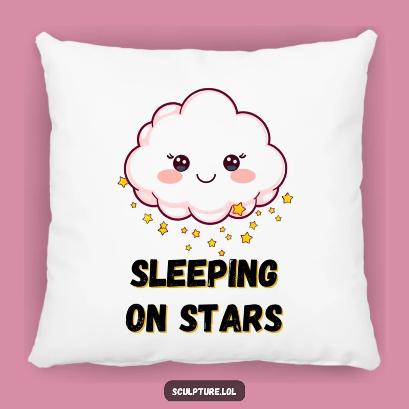Funny Cheerful Cloud Pillow, Snuggle Up with Starlight Dreams