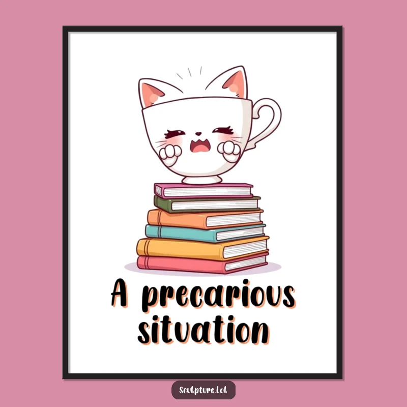 Funny Startled Teacup Digital Art - Instant Whimsical Decor Gift!