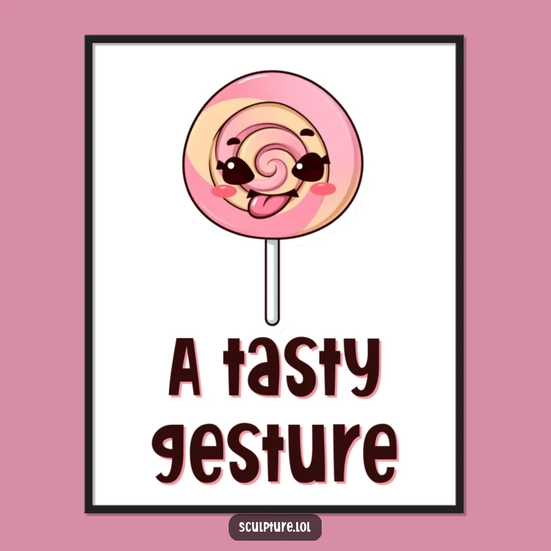 Funny Lollipop Digital Art - Tongue Out Character Print for Playful Decor