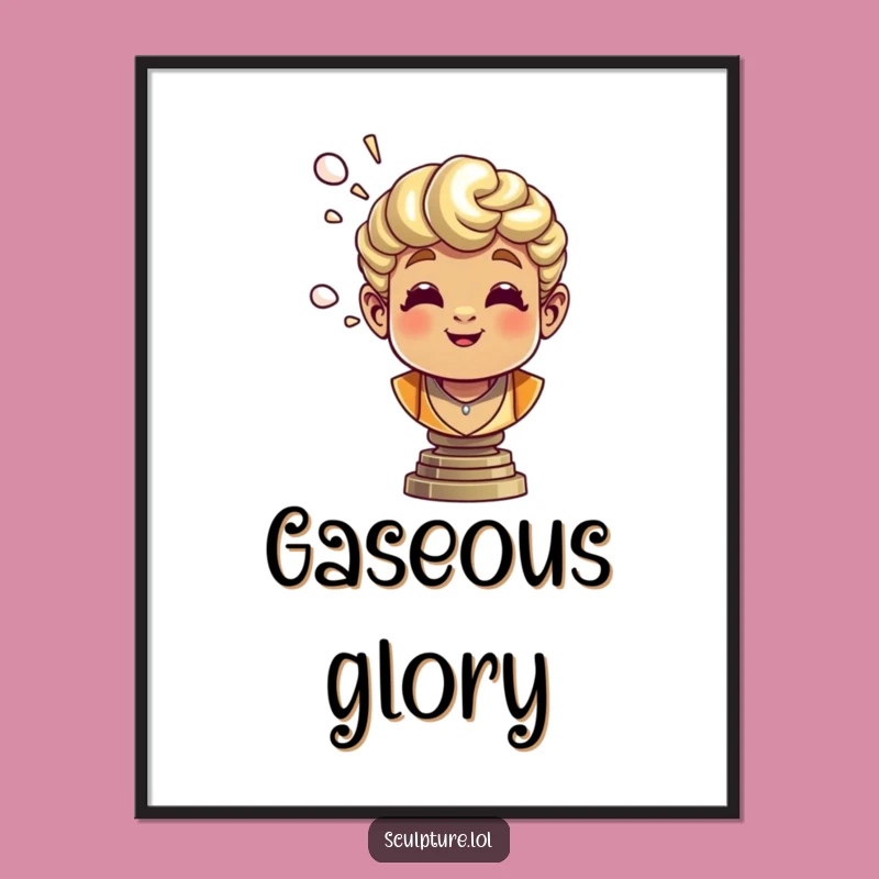 Funny Bronze Bust Digital Art: Cheerful Air Puffs for Artistic Humor Gift