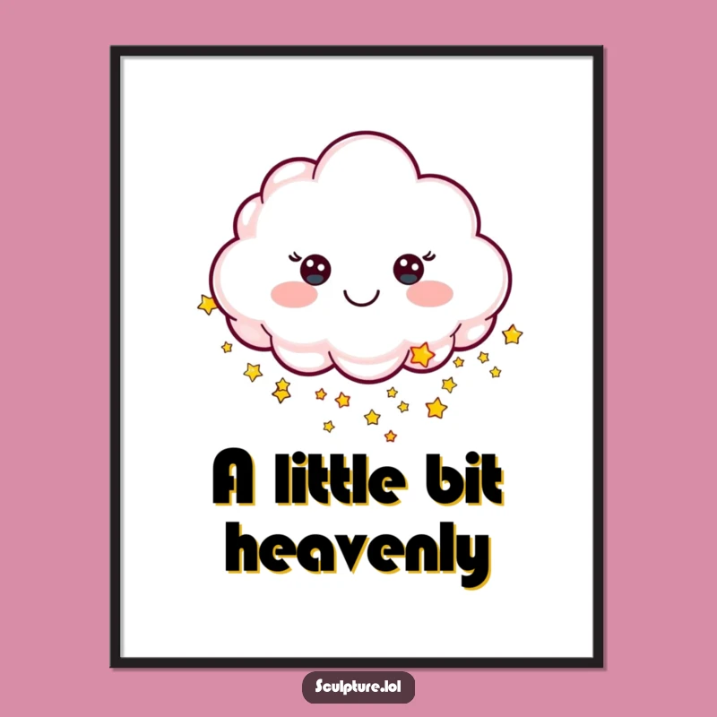 Funny Cheerful Cloud Digital Art, Frame Your Starry Dreams