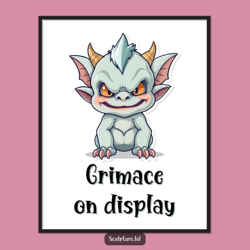 Funny Gargoyle Art Print: Mischievous Face, Gothic Humor Decor