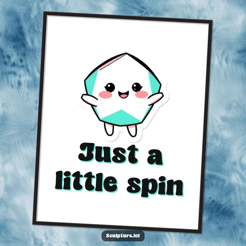 Funny geometric shape digital art print of a cheerful character in a silly rotation, perfect for instant dynamic decor.