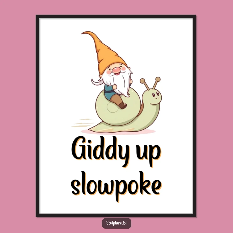 Funny Gnome Snail Digital Art: Instant Joy, Perfect Wall Decor Gift!