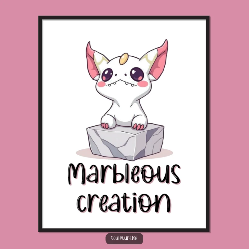 Funny Marble Art Print: Bizarre Emergence, Humorous Decor