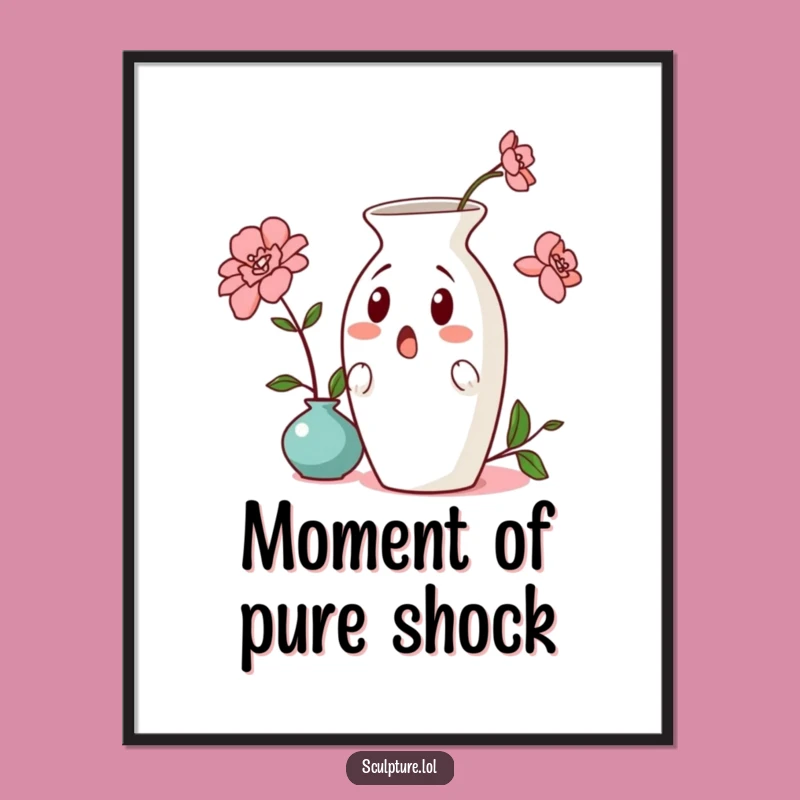 Funny Surprised Vase Digital Art: Download Precarious Ceramic Humor for Your Walls Instantly
