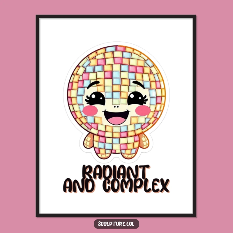 Funny Grinning Mosaic Digital Art, Frame Your Shimmering Style