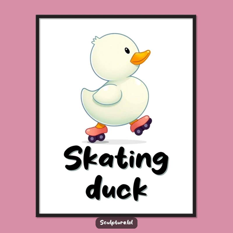 Funny Rubber Ducky Skates Digital Art: Bouncing Toy Download, Instant Funny Gift
