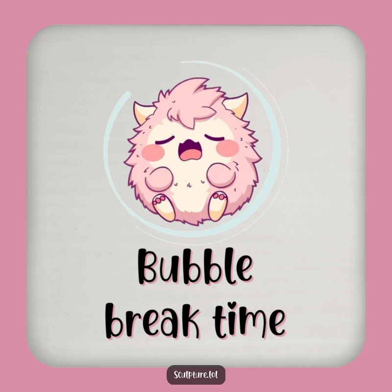 Funny Sleepy Monster Yawning Coaster - Protect Surfaces with Humor!