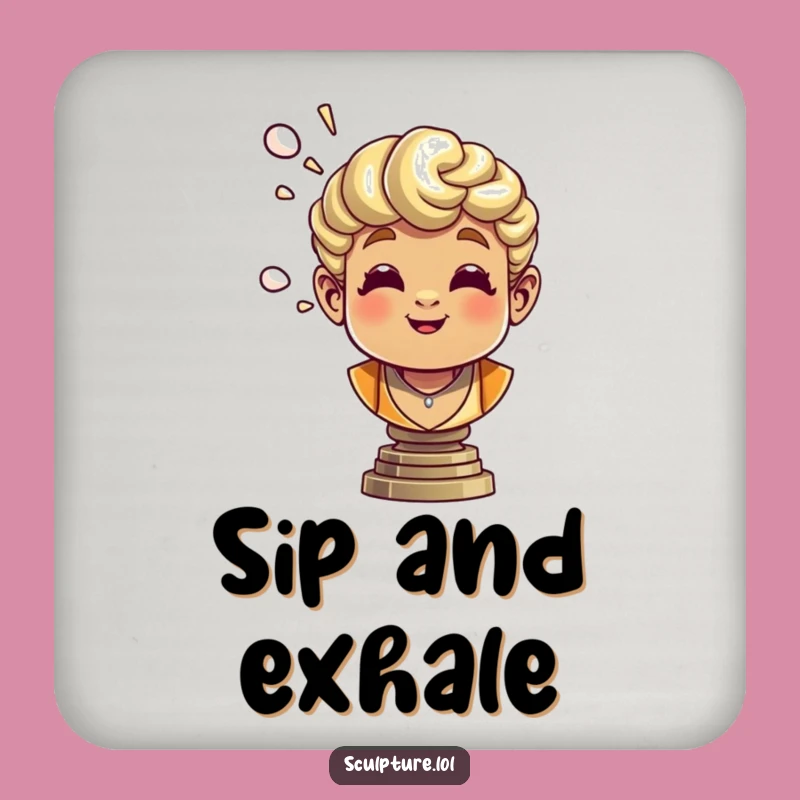 Funny Bronze Bust Coaster: Protect Surfaces with Cheerful Air Puffs