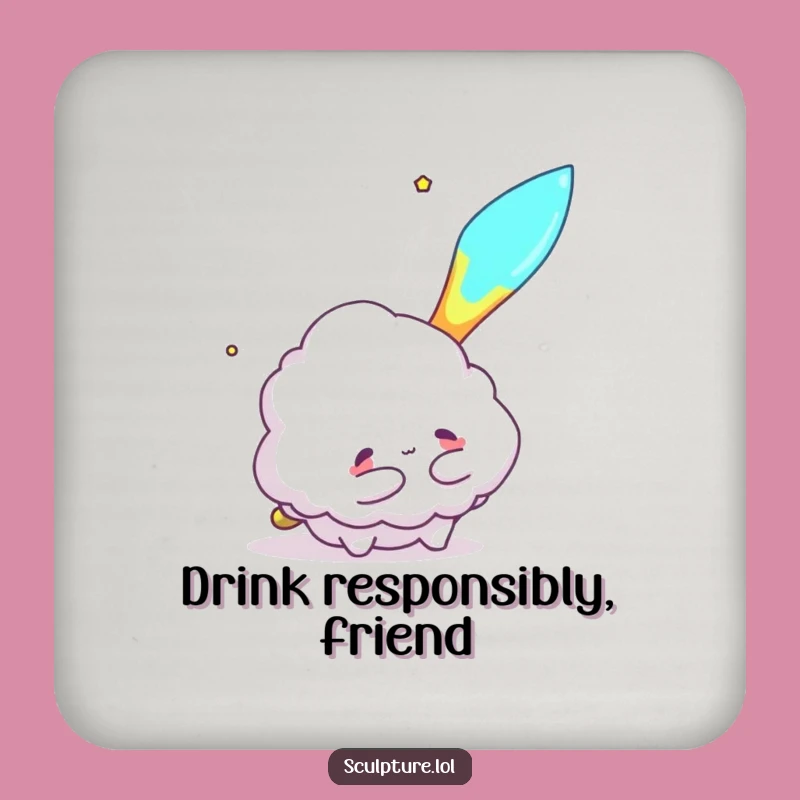 Funny Cloud Hugging Meteor Coaster - Protect Surfaces with Cosmic Fun Gift!