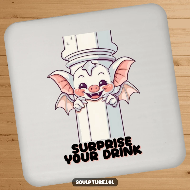 Funny Gargoyle Coaster: A giggling gargoyle humorously plays peek-a-boo, a protective and funny accessory.