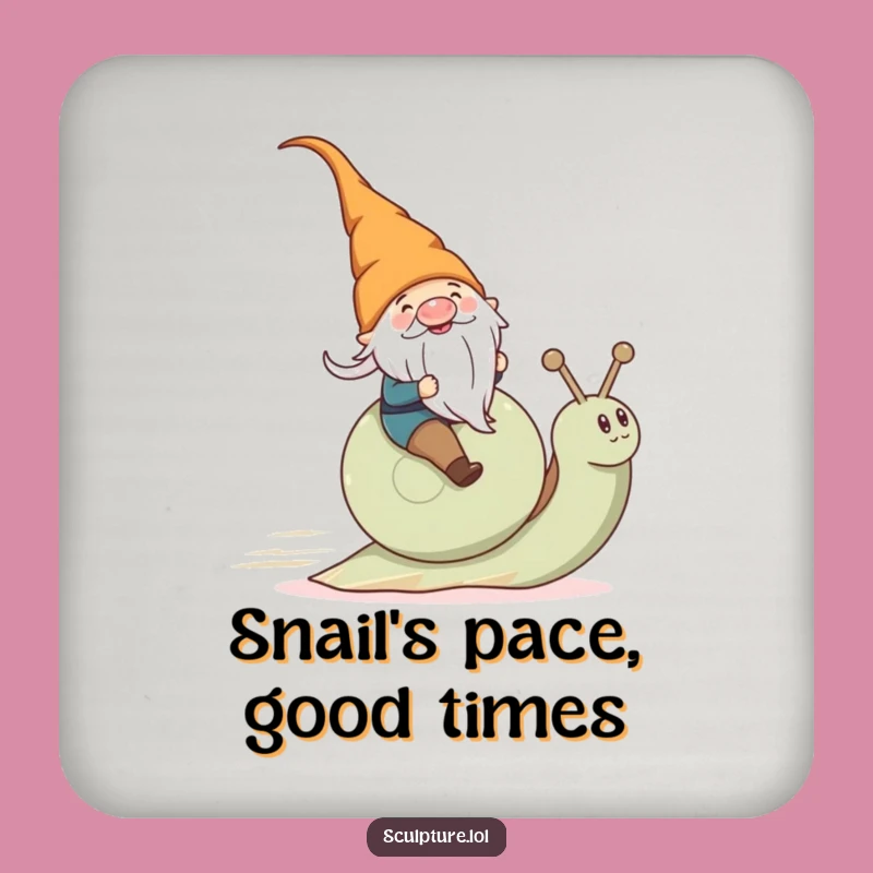 Funny Gnome Snail Coaster: Protect Surfaces with Humor, Perfect Gift!