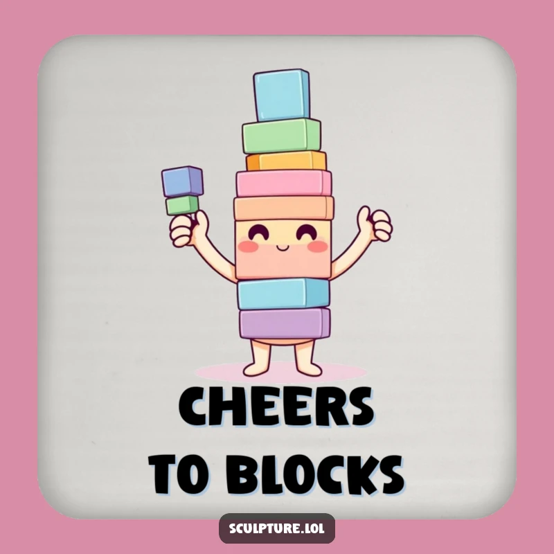 Funny Happy Builder Coaster: Wobbly Tower Protection, Small Funny Gift