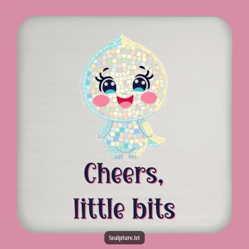 Funny Joyful Mosaic Character Coaster - Shimmering Style, Gift
