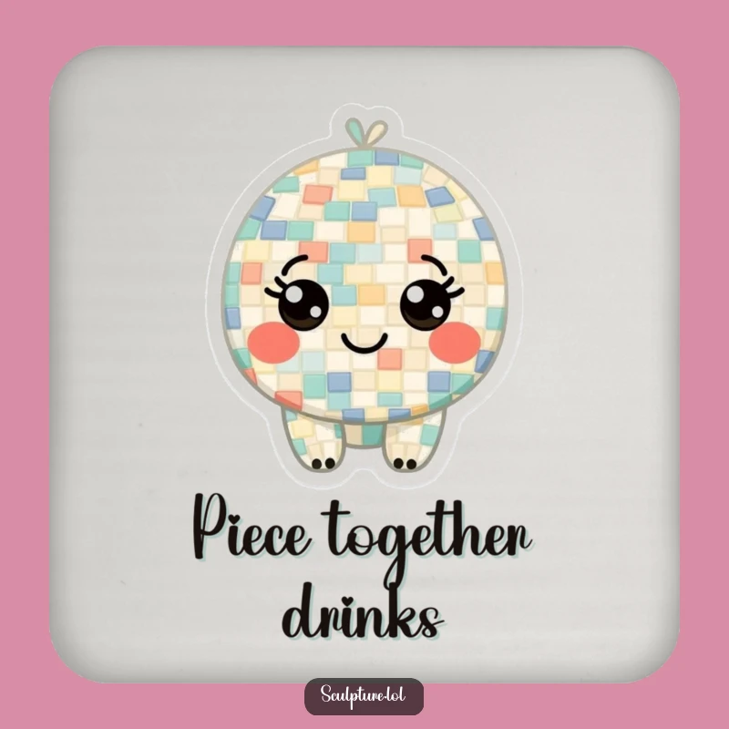 Funny Mosaic Character Coaster - Quirky Art Protection, Clever Funny Gift!