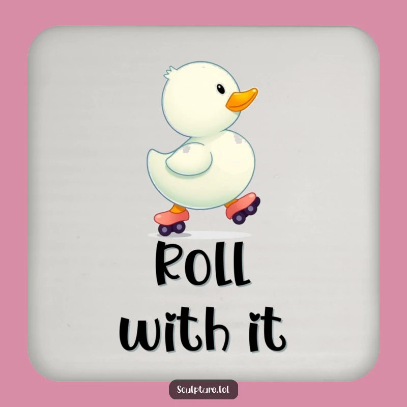 Funny Rubber Ducky Skates Coaster: Toy Drink Protector, Small Funny Gift