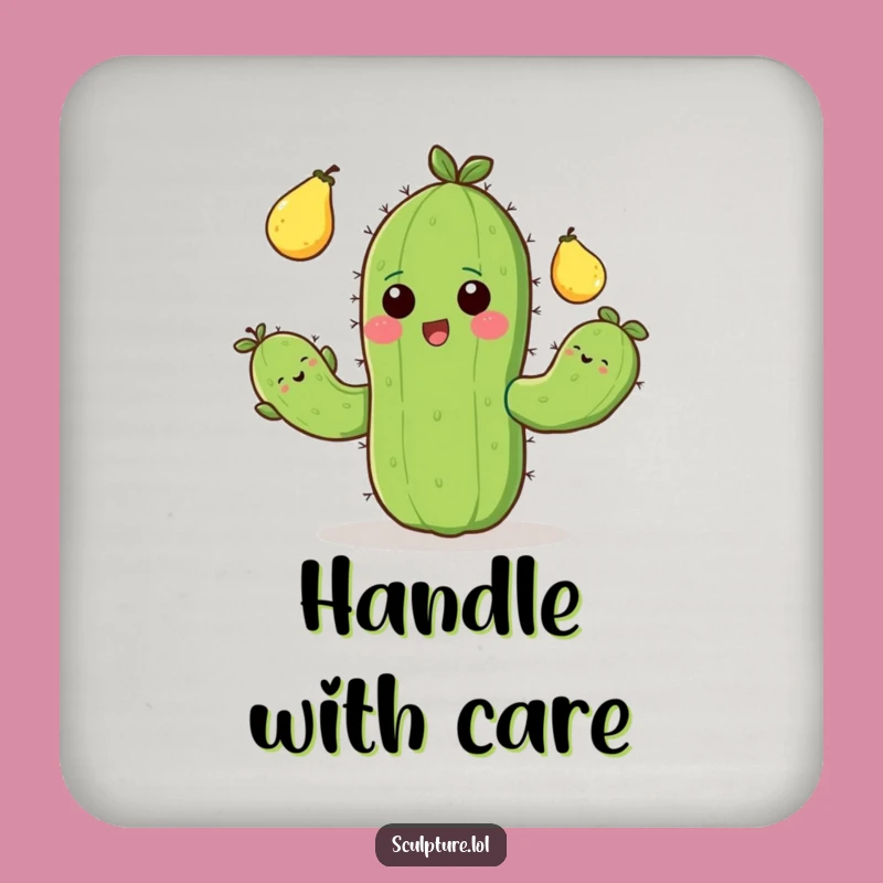 Funny Cactus Juggling Drink Coaster: Cheerful Prickly Protection, Excellent Funny Gift