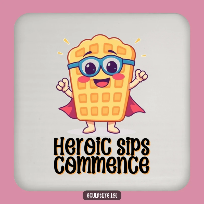 Funny Waffle Superhero Coaster: Protect Surfaces with Heroic Style, Neat Funny Gift!