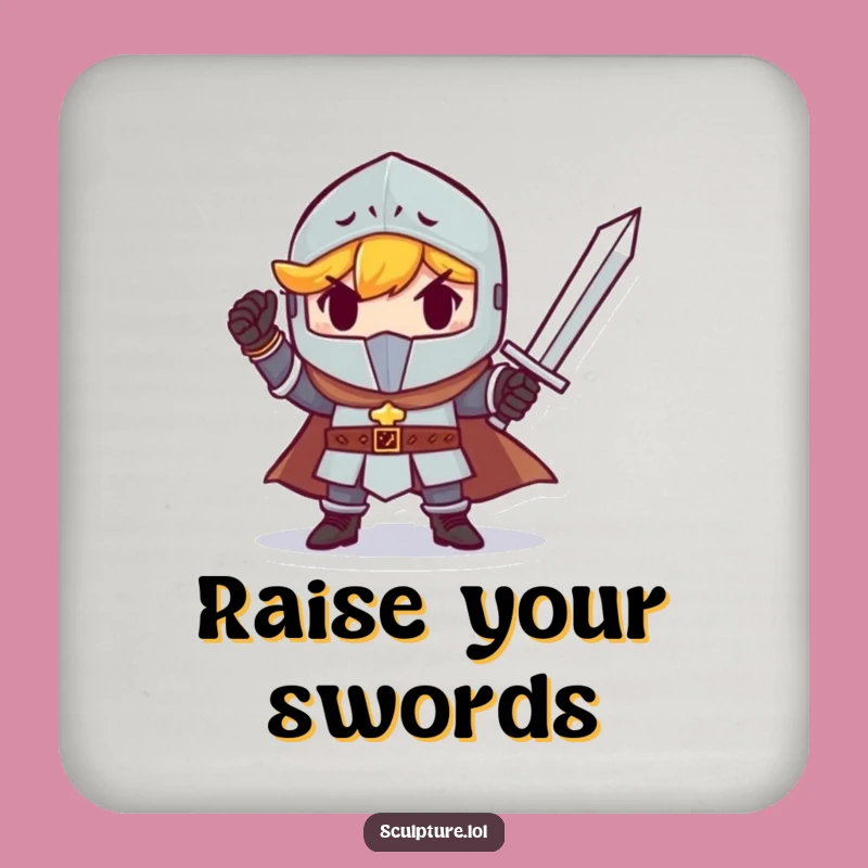 Funny Knight Tiny Sword Coaster - Protect Surfaces with Heroism!