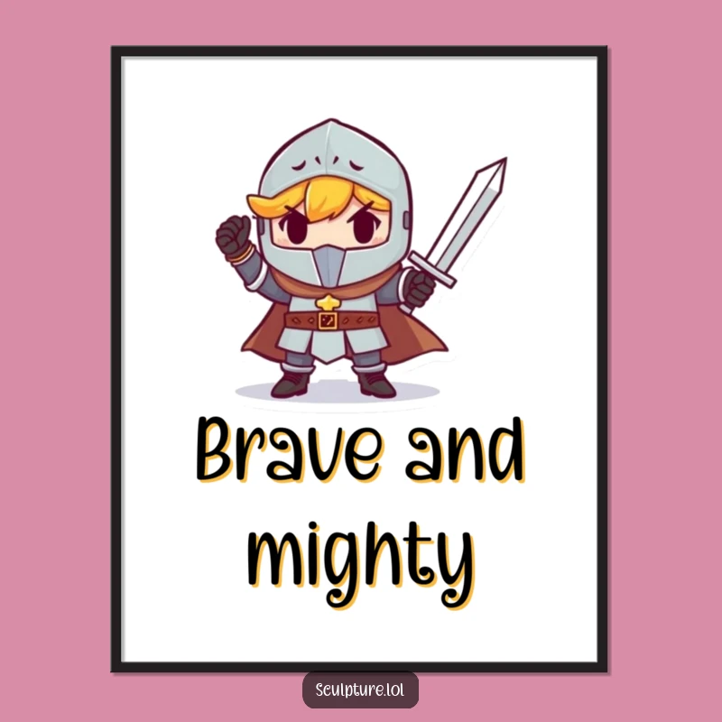 Funny Knight Tiny Sword Poster - Miniature Heroic Art!