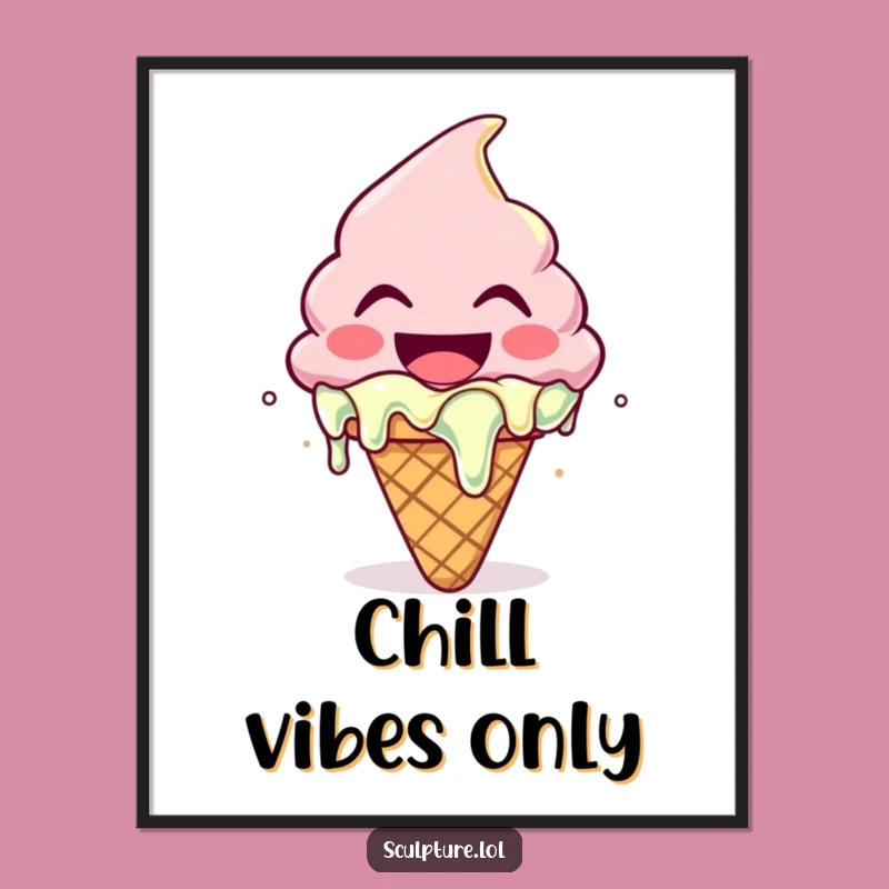 Funny Melting Ice Cream Poster: Sweet Art for a Cheerful Space