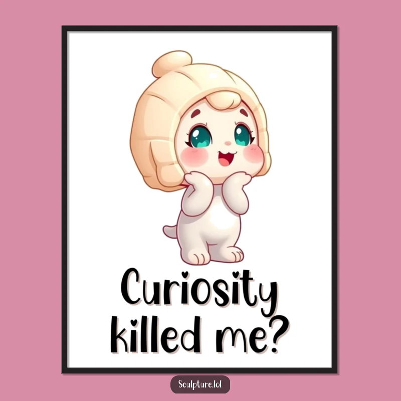 Funny Wobbly Statue Poster: Curious Art Print, Quirky Wall Decor, Humorous Gift