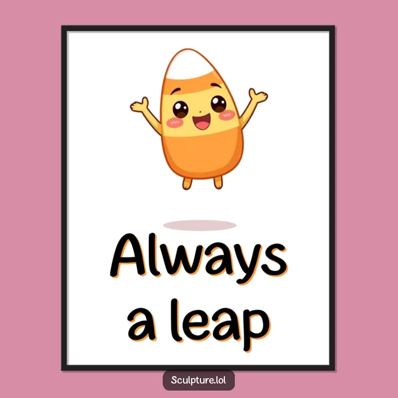 Funny Candy Corn Poster - Happy Leaping Character Wall Art for Festive Homes