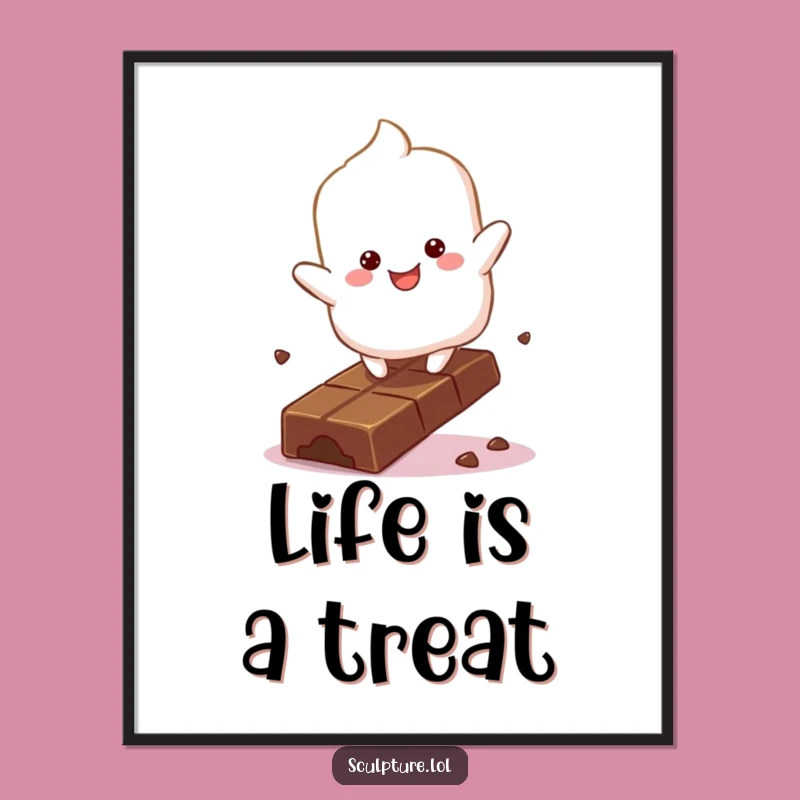 Funny Marshmallow Chocolate Poster: Sweet Art, Whimsical Decor Gift